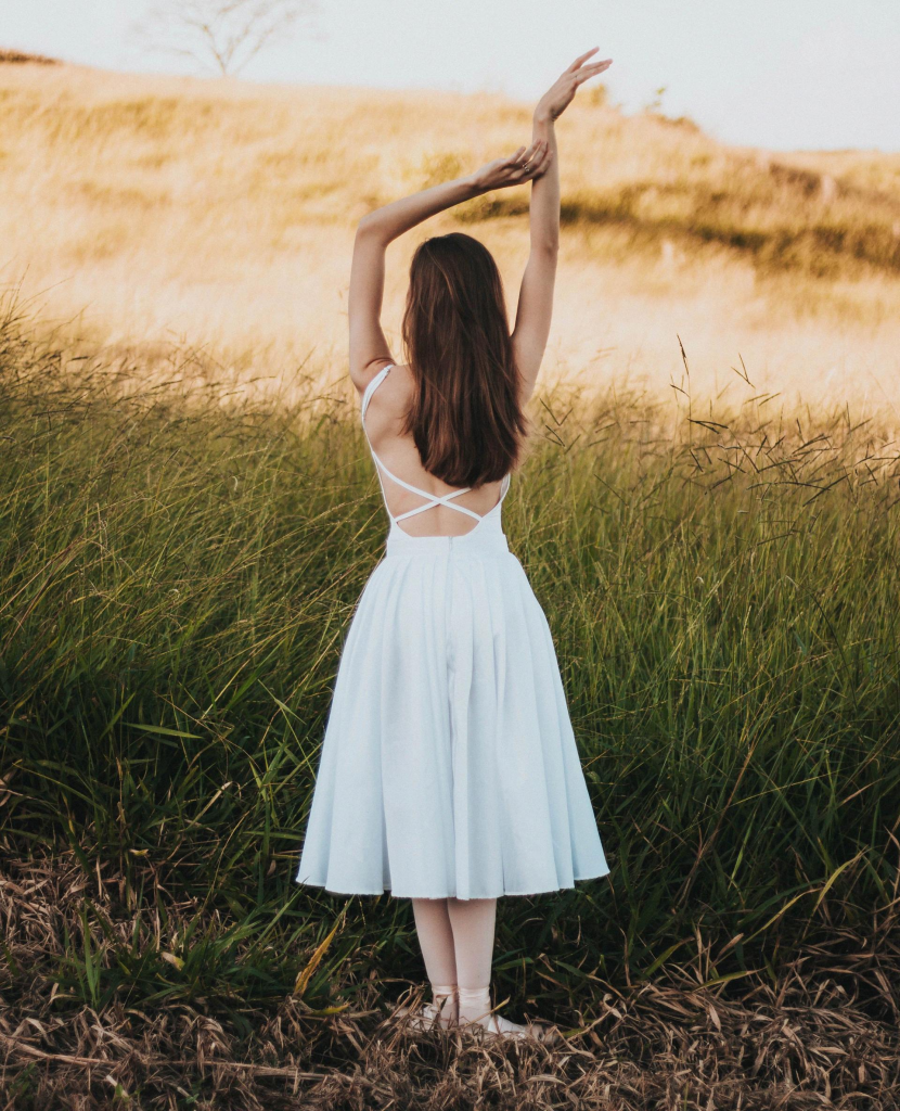 Woman stretching outdoors